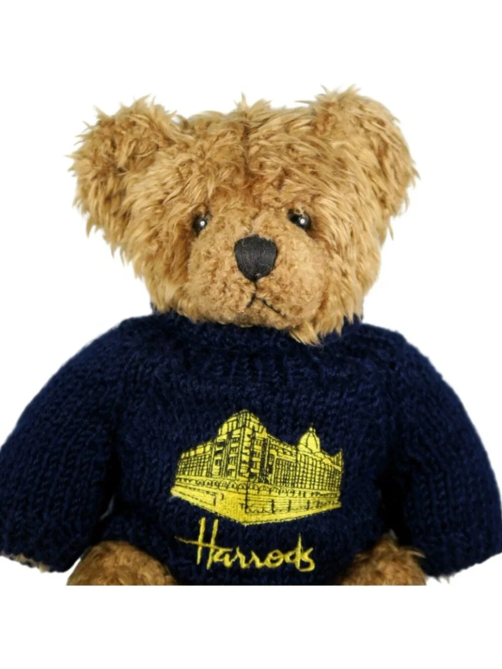 Harrods Knightsbridge 12-Inch Teddy Bear Blue Knit Sweater Gold Embroidery